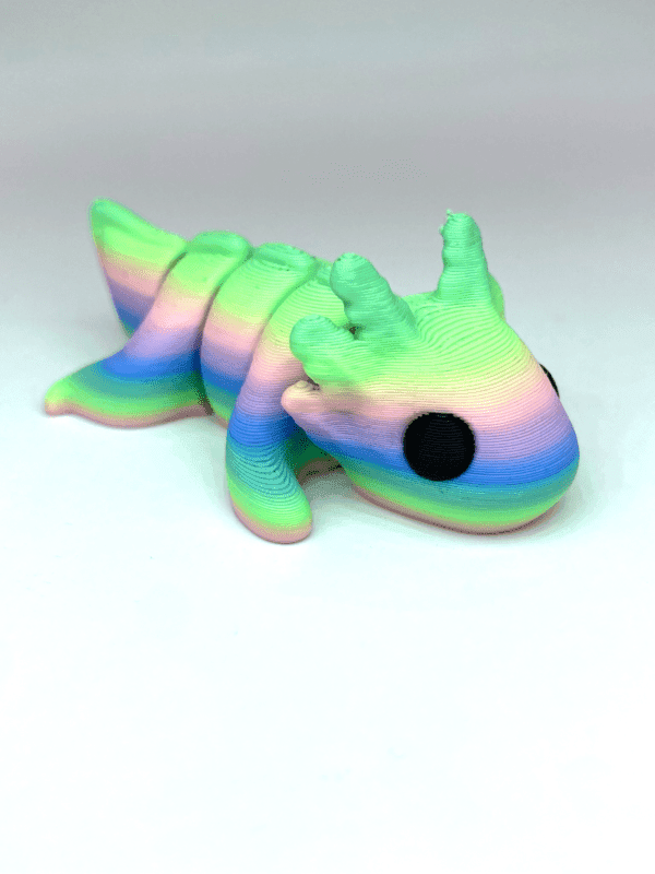 Rainbow Axolotl Fidget Toy Articulated - Made by Fidget Factory on the Isle of Man