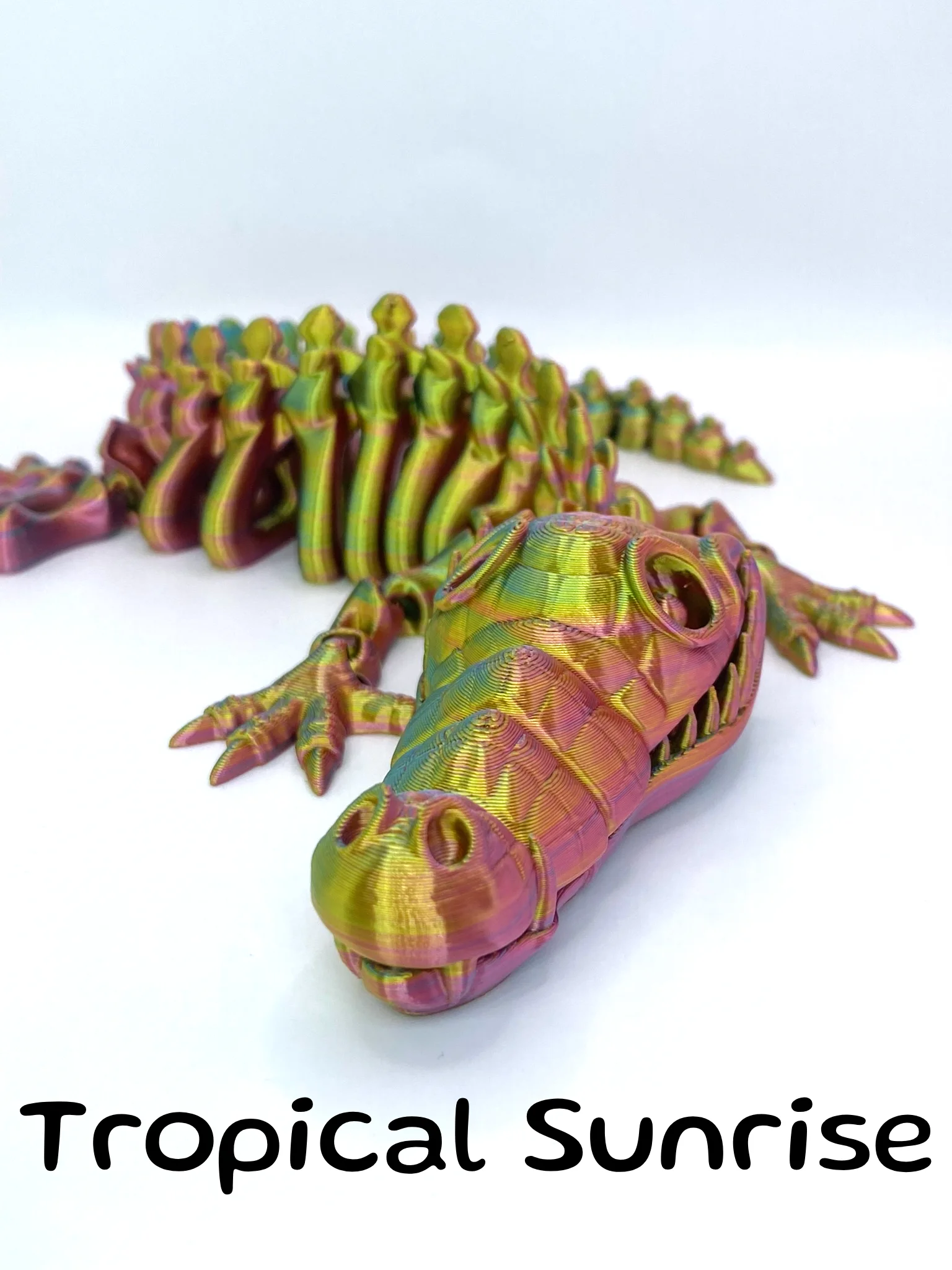 Light Rainbow Metallic Skeleton Crocodile Fidget Factory Toy
