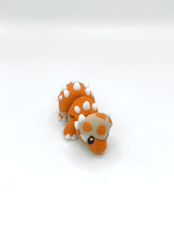 Bash The Ankylosaurus dinosaur 3d print fidget toy spikey orange