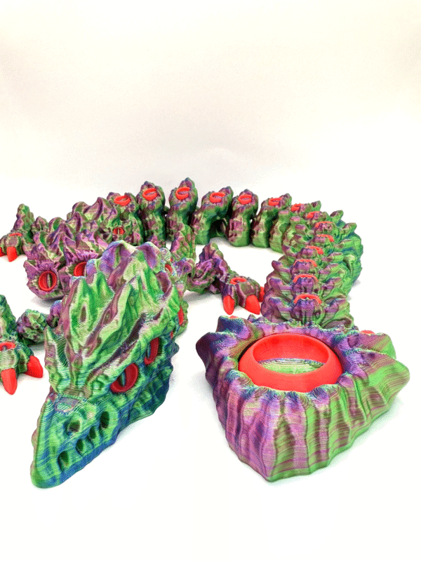 Cursed Fidget Dragon in Rainbow Silk with Fidget Spinner Tail