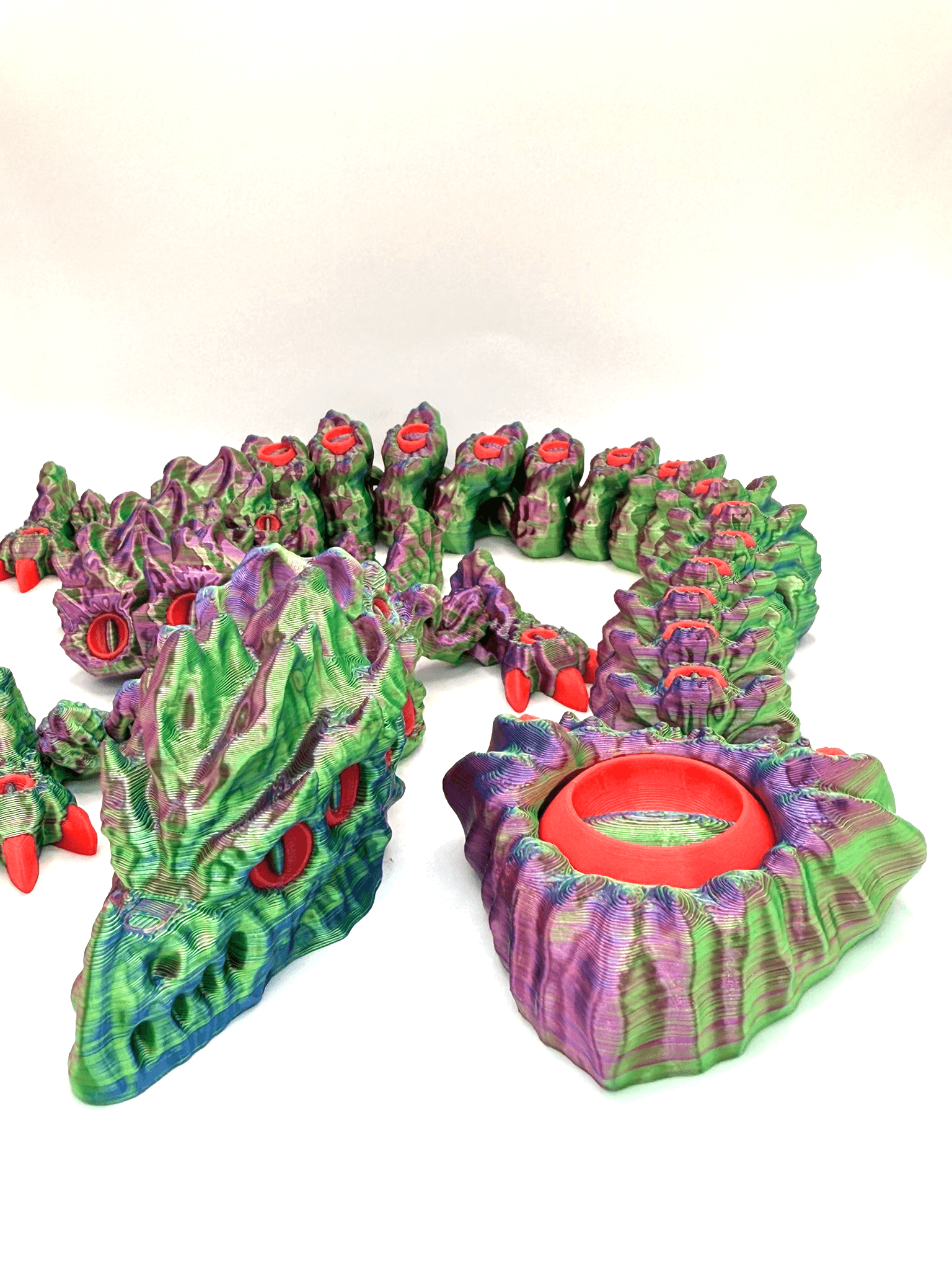 Cursed Fidget Dragon in Rainbow Silk with Fidget Spinner Tail